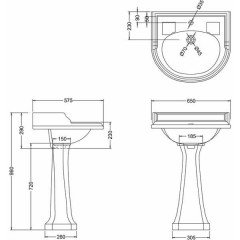 Раковина Burlington Classic Round 65 с пьедесталом Regal
