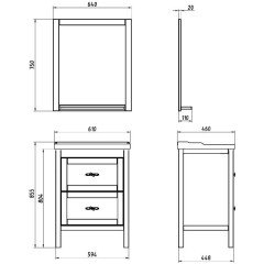 Комплект мебели ASB-Woodline Римини 60 белый массив ясеня