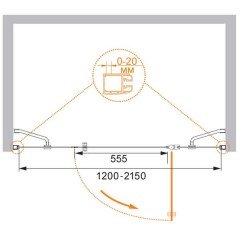 Душевая дверь Cezares Elena ELENA-W-B-13-100+60/60-C-Cr-R