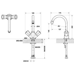 Смеситель для раковины Bravat Duo 7F1133186CP-RUS