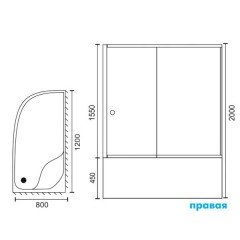 Душевой угол Royal Bath RB8120BK-T R