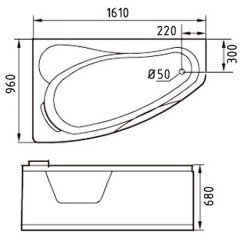 Ванна акриловая Gemy G9046 B L