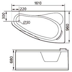 Ванна акриловая Gemy G9046 B R