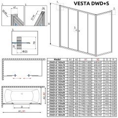 Шторка на ванну Radaway Vesta DWD 170 203170-01