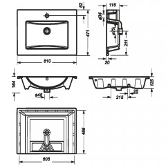 Раковина мебельная Sanita Luxe Quadro 60 QDR60SLWB01