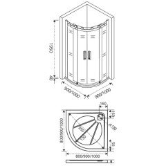 Душевое ограждение GooDDooR Galaxy R-TD-90-C-CH