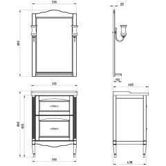 Комплект мебели ASB-Woodline Римини Nuovo 60 орех антикварный массив ясеня