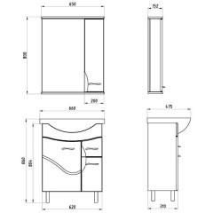 Зеркало-шкаф ASB-Mebel Альфа 65 L белый ясень