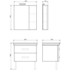 Комплект мебели Comforty Рим 60 серый