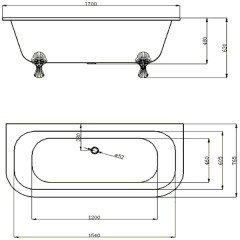 Ванна чугунная Magliezza Elena WH 170x76,5