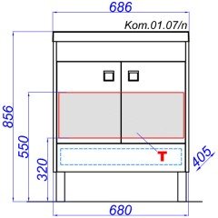 Тумба под раковину Aqwella Командор 70 напольная Kom.01.07/n/VM
