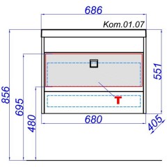 Тумба под раковину Aqwella Командор 70 подвесная Kom.01.07/VM
