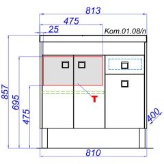 Тумба под раковину Aqwella Командор 80 напольная Kom.01.08/n/VM