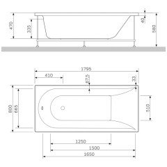 Каркас для ванны Am.Pm Inspire W5AA-180-080W-R64