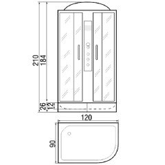 Душевая кабина River Dunay 120/90/26 ТН L