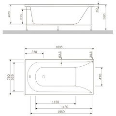 Ванна акриловая гидромассажная Am.Pm Inspire W5AW-170-075W2D64