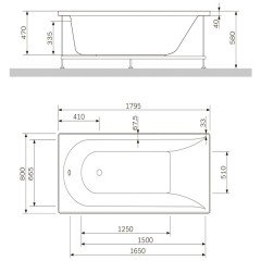 Ванна акриловая гидромассажная Am.Pm Inspire W5AW-180-080W2D64