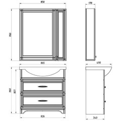 Зеркало-шкаф ASB-Woodline Берта 85 белый массив ясеня