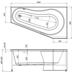 Ванна акриловая Aquanet Brize 160x90 R