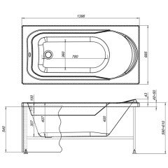 Ванна акриловая Aquanet West 140x70