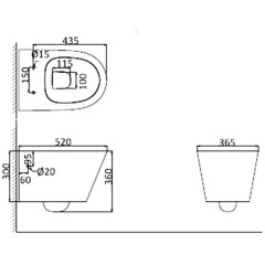 Унитаз подвесной Creo Creo CR1100R + CR1001T безободковый