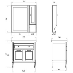 Комплект мебели ASB-Woodline Гранда 85 белый массив ясеня