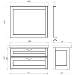 Тумба с раковиной ASB-Woodline Прато 100 белый массив ясеня