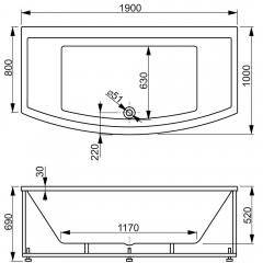 Ванна акриловая Vagnerplast Inspira 190 VPBA191INS2X-04