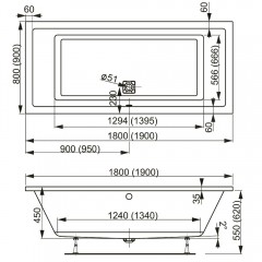 Ванна акриловая Vagnerplast Cavallo 180 VPBA180CAV2X-04