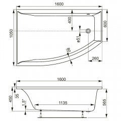 Ванна акриловая Vagnerplast Veronela Offset 160 Left VPBA160VEA3LX-04