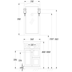 Тумба под раковину Opadiris Клио 50 орех антикварный Z0000001900