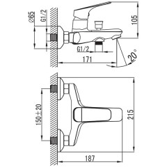 Смеситель для ванны Iddis Vinsente VINSB00i02WA