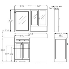 Комплект мебели Opadiris Клио 56 орех антикварный