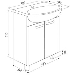 Тумба с раковиной Iddis Harizma 70 HAR70W2i95K