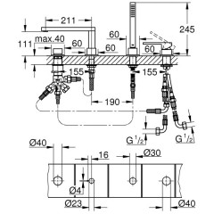 Смеситель на борт ванны Grohe Plus 29307003