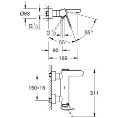 Смеситель для ванны Grohe Plus 33553003