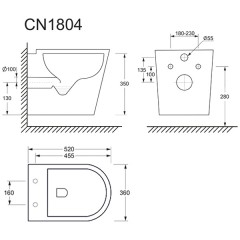 Унитаз подвесной Ceramica Nova Highlight CN1804 безободковый