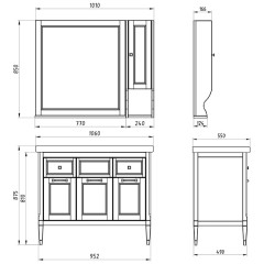 Тумба с раковиной ASB-Woodline Гранда 105 verde массив ясеня