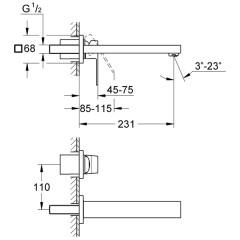 Смеситель для раковины встраиваемый Grohe Eurocube 23447000