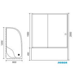 Душевой угол Royal Bath RB8120BK-T-CH L