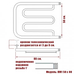 Полотенцесушитель водяной Ника Econ ПМ1 50x80