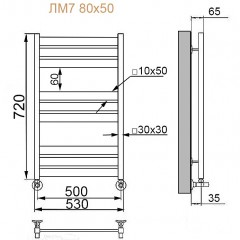 Полотенцесушитель водяной Ника Modern ЛМ 7 Matt Antique Silver 80x50