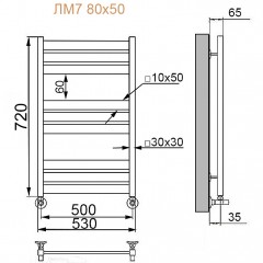 Полотенцесушитель водяной Ника Modern ЛМ 7 Matt Antique Silver 80x50