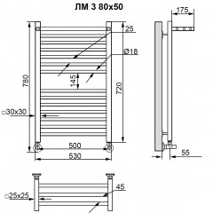 Полотенцесушитель водяной Ника Modern ЛМ 3 черный 80x50