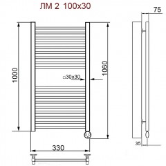 Полотенцесушитель электрический Ника Modern ЛМ 2 хром масляный 100x30