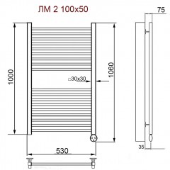 Полотенцесушитель электрический Ника Modern ЛМ 2 хром масляный 100x50