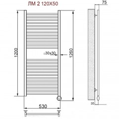 Полотенцесушитель электрический Ника Modern ЛМ 2 хром масляный 120x50