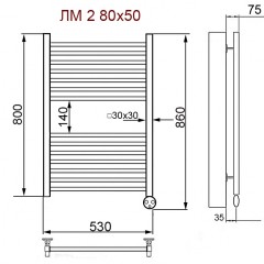 Полотенцесушитель электрический Ника Modern ЛМ 2 черный масляный 80x50