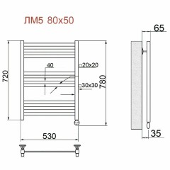 Полотенцесушитель электрический Ника Modern ЛМ 5 белый масляный 80x50