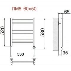 Полотенцесушитель электрический Ника Modern ЛМ 5 черный масляный 60x50